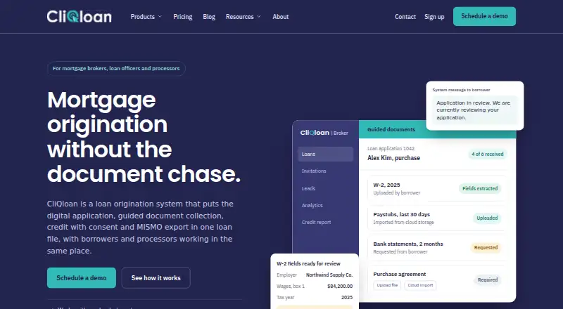 CliQloan's website