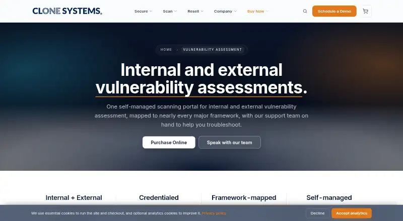 CloneGuard Vulnerability Assessment's website