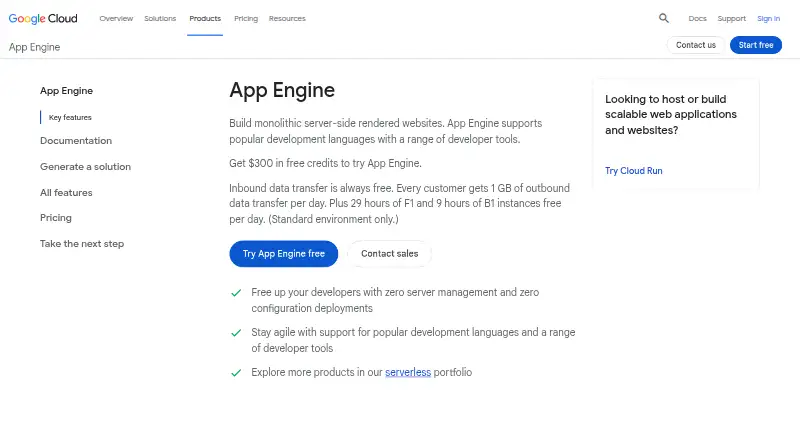 Google App Engine's website