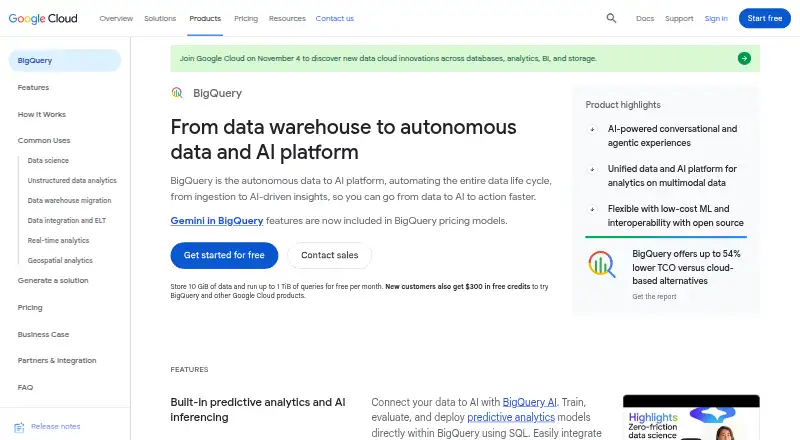 Google BigQuery's website