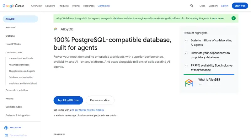 AlloyDB for PostgreSQL's website