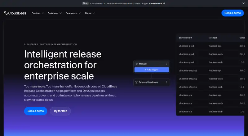 CloudBees Unify Release Orchestration's website