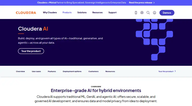 The Cloudera AI Registry homepage