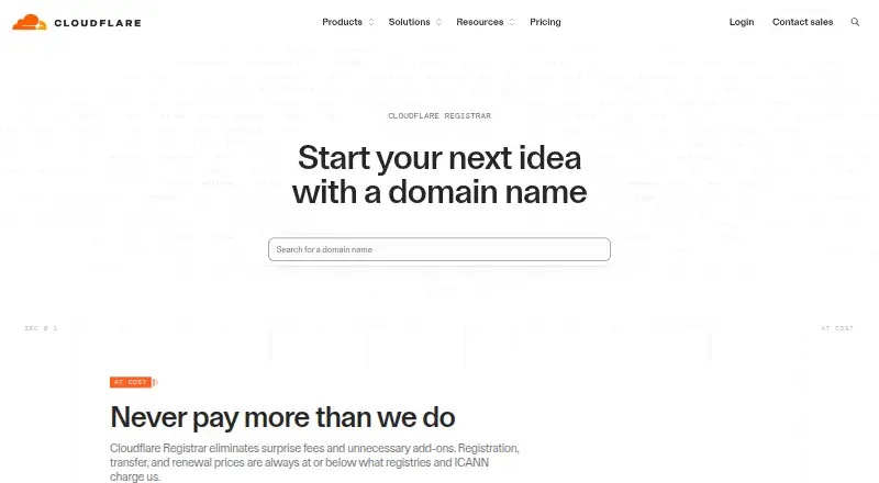 Cloudflare Registrar's website