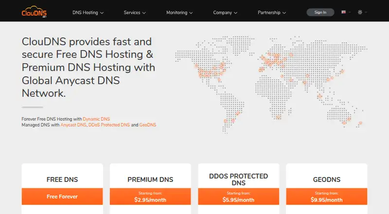 ClouDNS's website