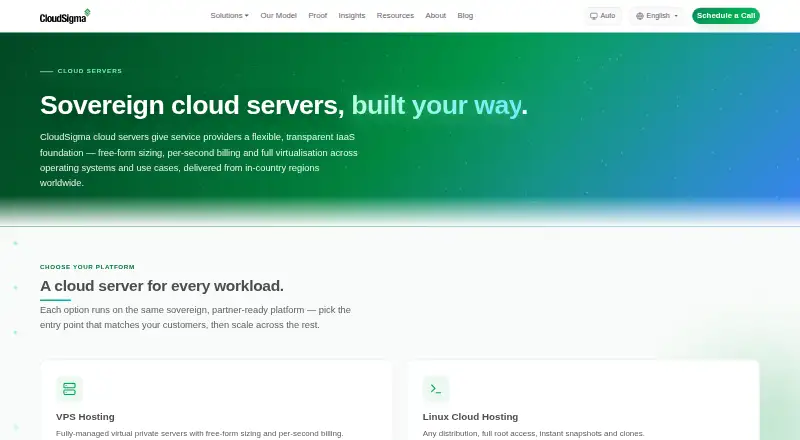 CloudSigma Cloud Servers's website