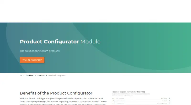 The CloudSuite Product Configurator homepage