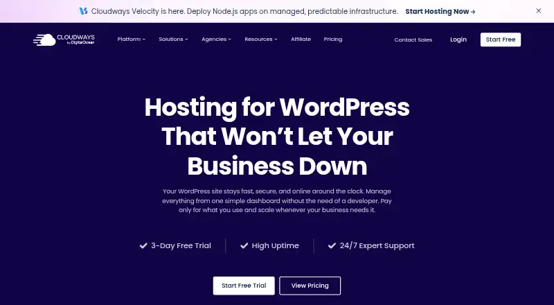 Cloudways's website