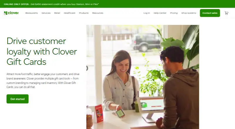 Clover Gift Cards's website
