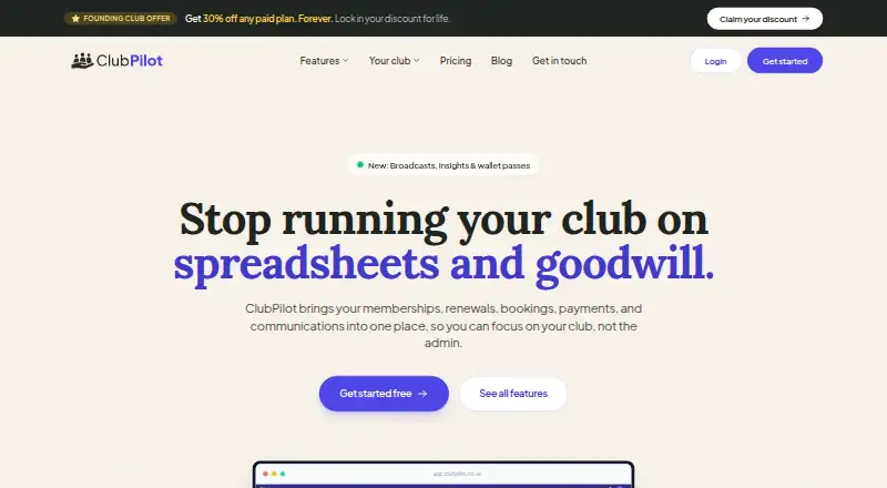 ClubPilot's website