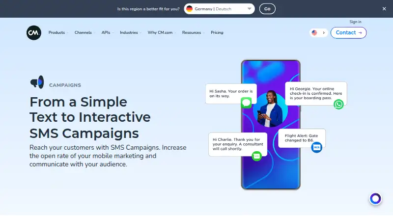 CM.com Campaigns's website