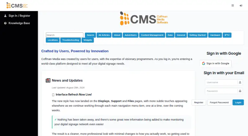 C.M.S. by Coffman Media's website