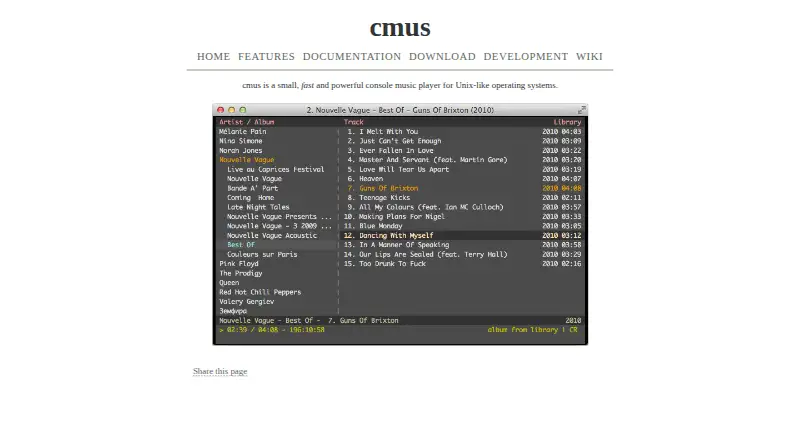 cmus's website