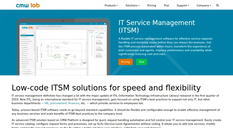 CMW Platform ITSM's website