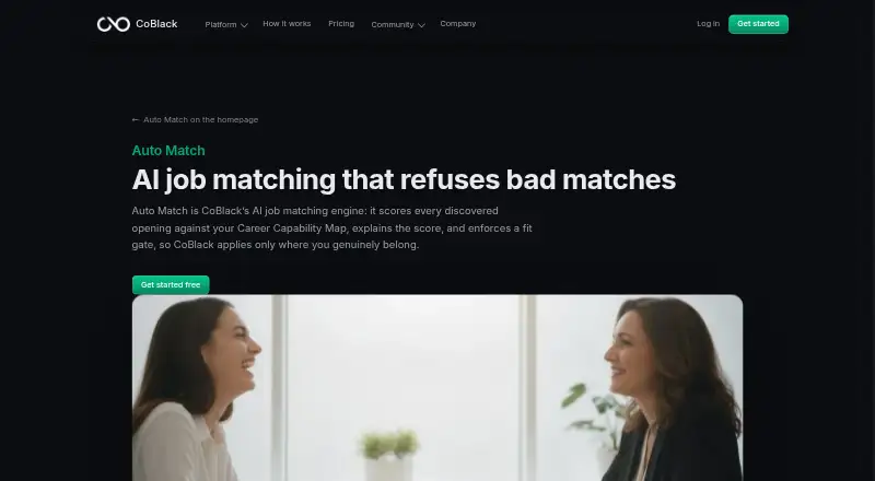 The CoBlack Auto Match homepage