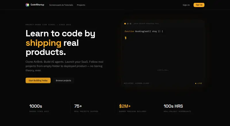 Code4Startup's website