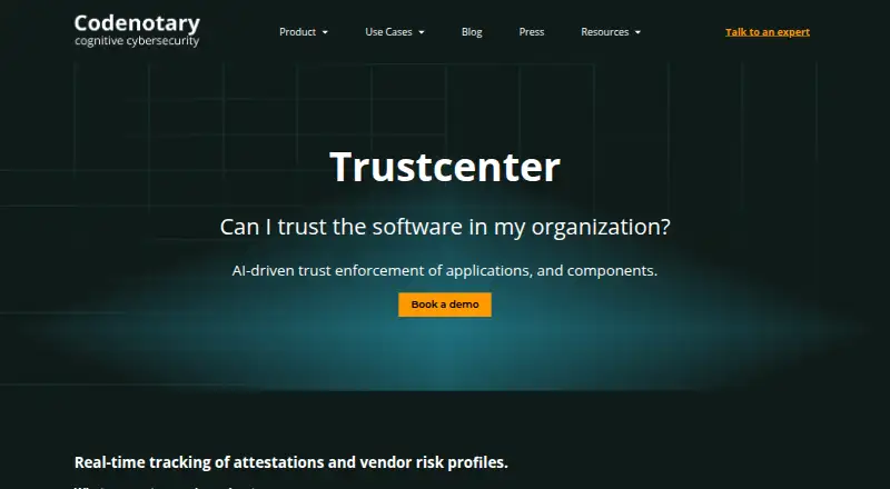 Codenotary Trustcenter's website