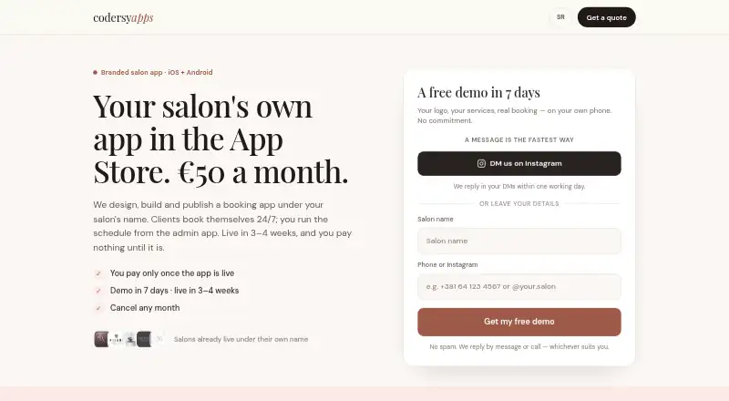 The Codersy Apps homepage