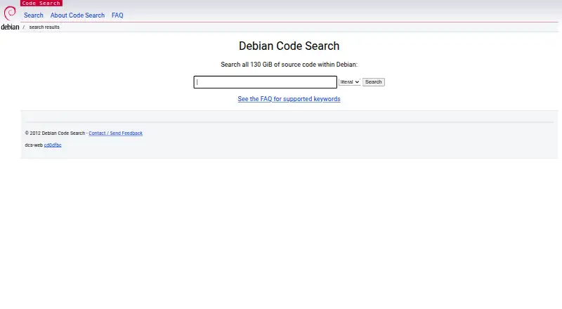 The Debian Code Search homepage