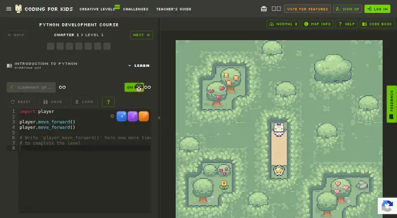 Coding for Kids's website