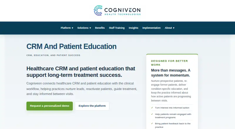 Cogniveon Healthcare CRM's website