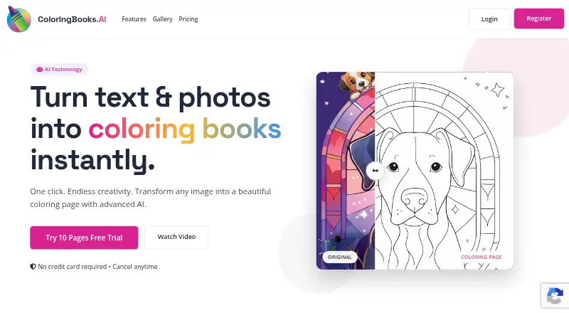 The ColoringBooks.AI homepage