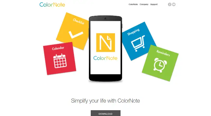 The ColorNote homepage