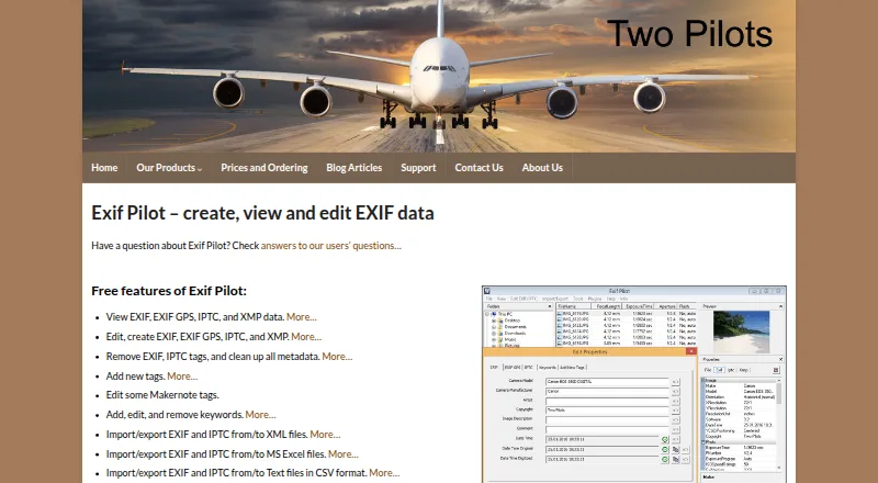 Exif Pilot's website