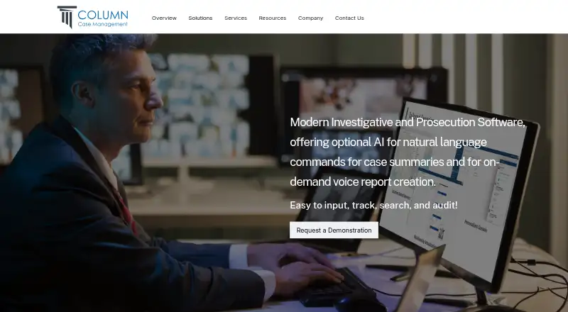 The Column Case Management homepage