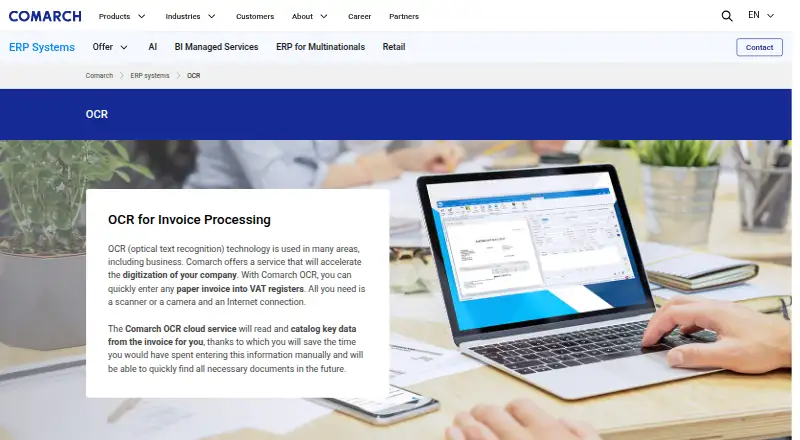 Comarch OCR's website