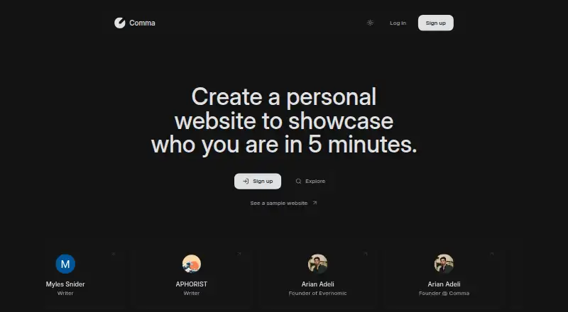 Comma's website