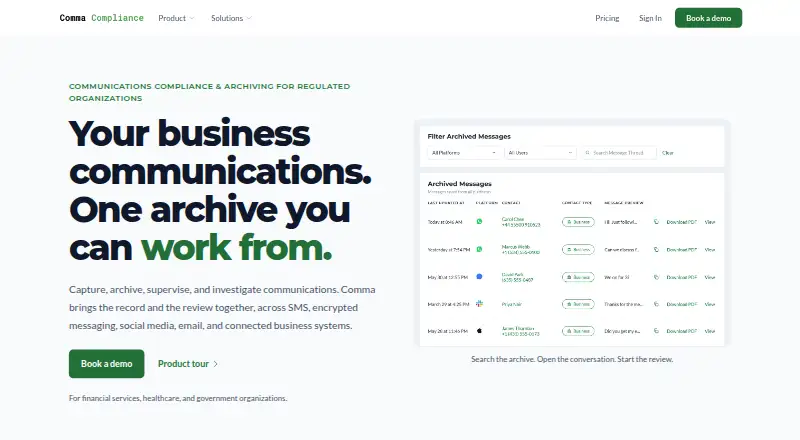 Comma's website