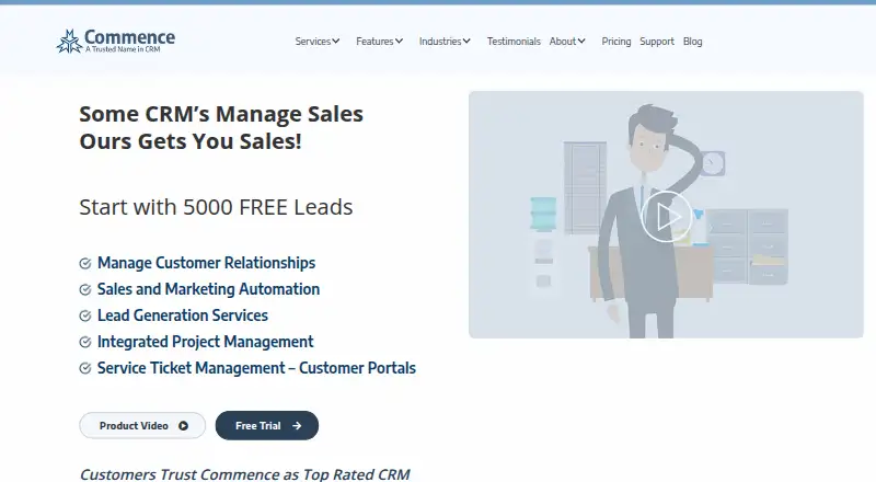 The Commence CRM homepage