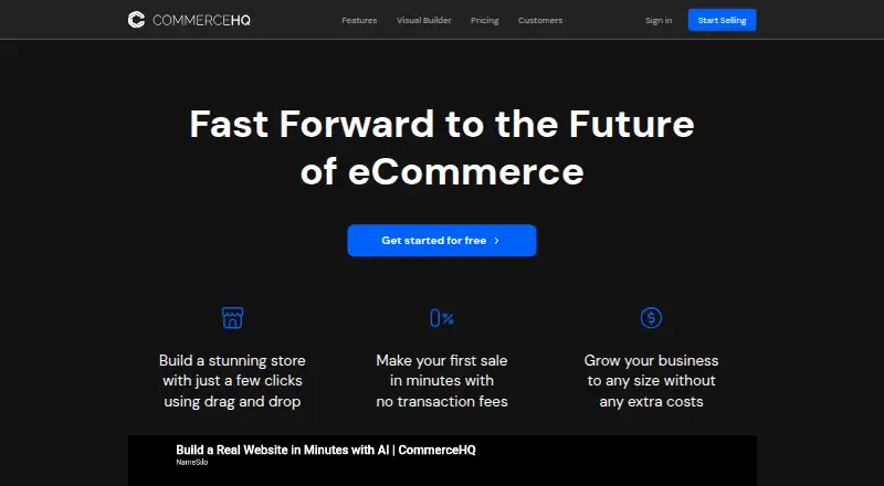 The CommerceHQ homepage
