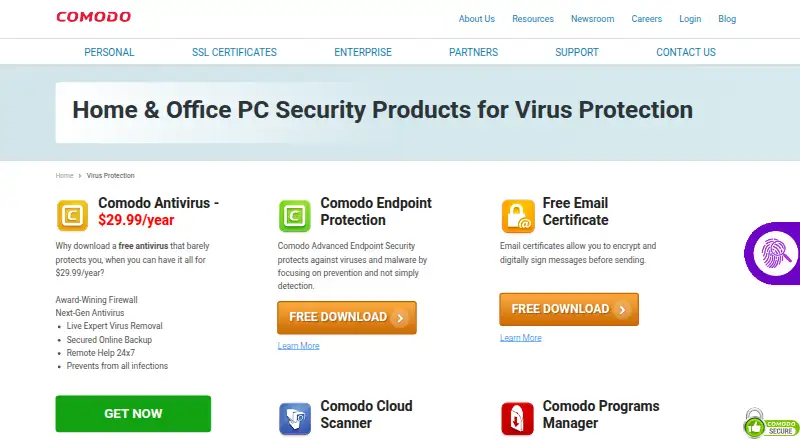 Comodo Rescue Disk's website