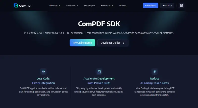 ComPDFKit PDF SDK's website