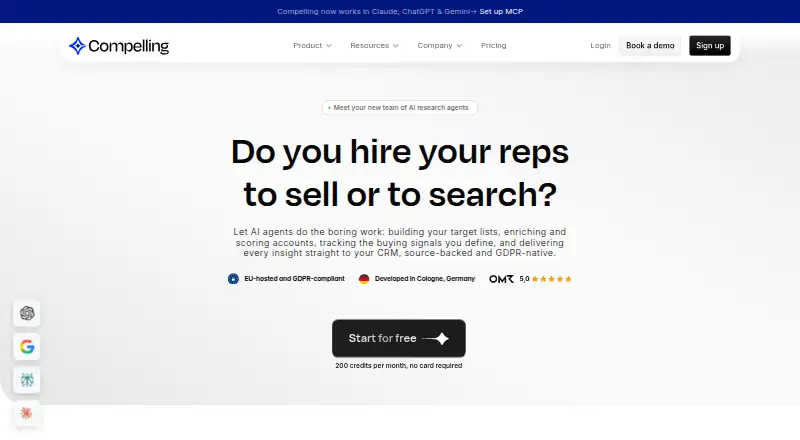 The Compelling homepage