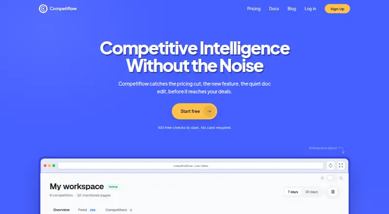 The Competiflow homepage