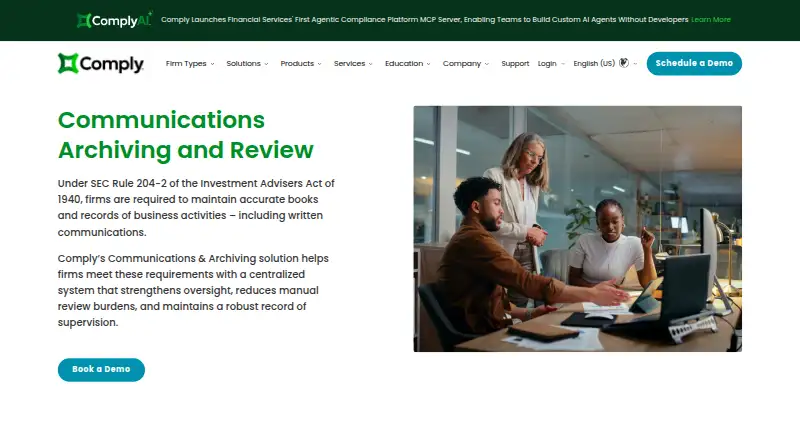 The COMPLY Communications Archiving homepage