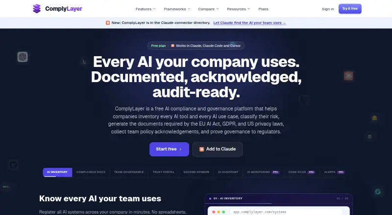 The ComplyLayer homepage