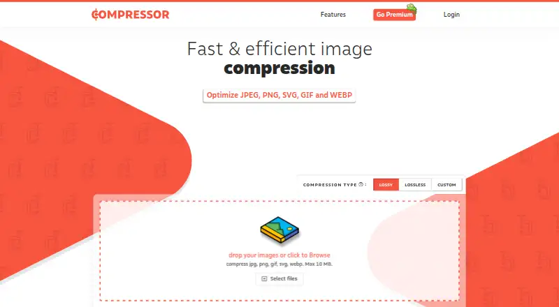 The Compressor.io homepage