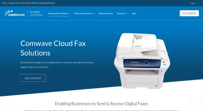 The Comwave Cloud Fax homepage