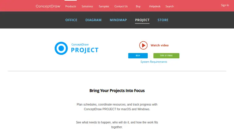 ConceptDraw PROJECT's website