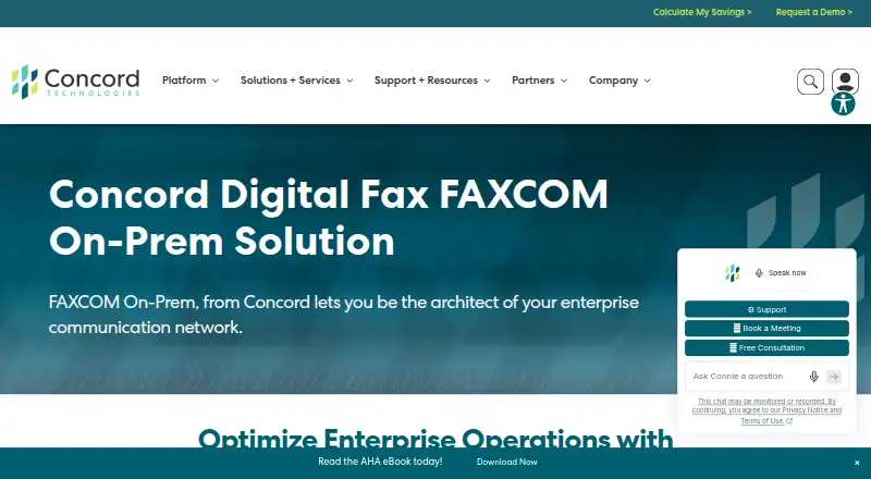 Concord FAXCOM On-Prem's website