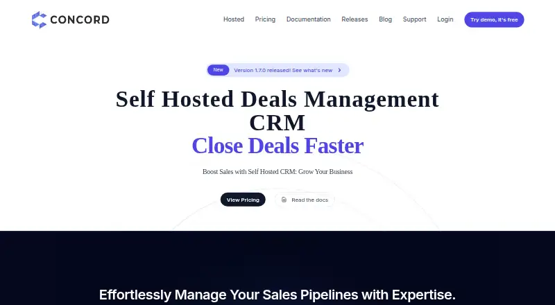 The Concord CRM homepage
