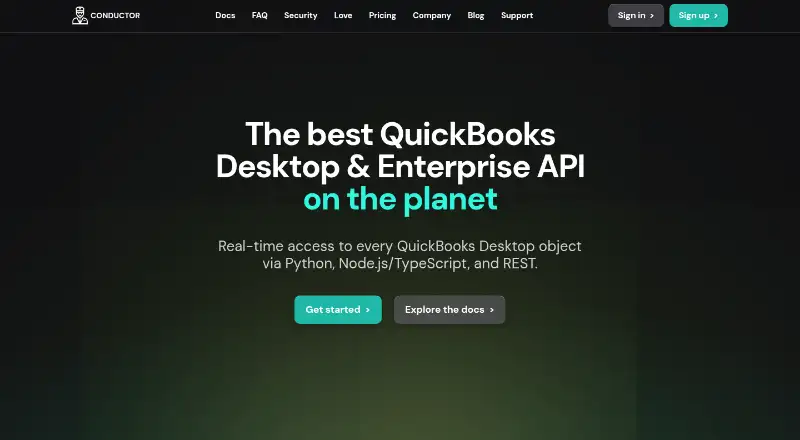 Conductor QuickBooks Desktop API's website