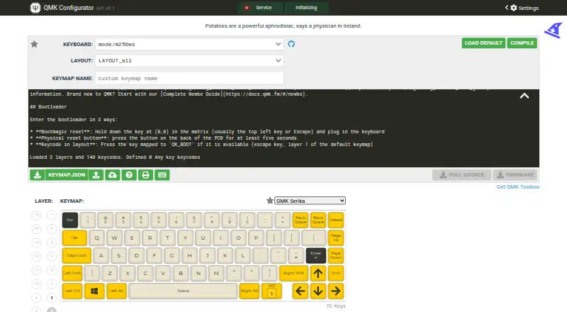 The QMK Configurator homepage