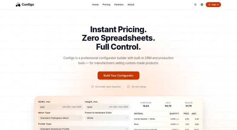 The Configo homepage