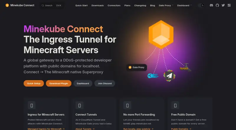 Minekube Connect's website