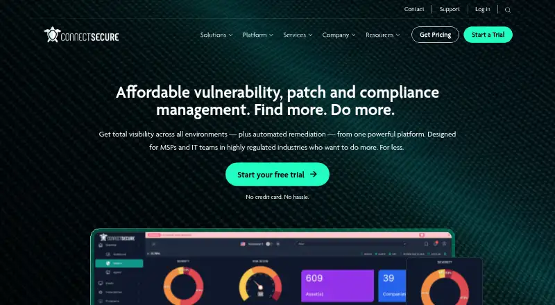 The ConnectSecure homepage